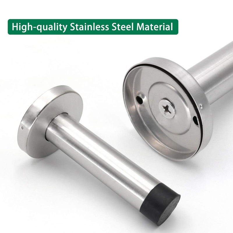KOLAKO Door Stopper, Door Stops, 6 Inch Extra Long Doorstops, Stainless Steel Wall Protector, Sound Dampening Door Stopper Rubber Bumper Tip Door Holder Brushed Wall Door Mount Door Stop Silver 1 Packâ€¦ - Image 5